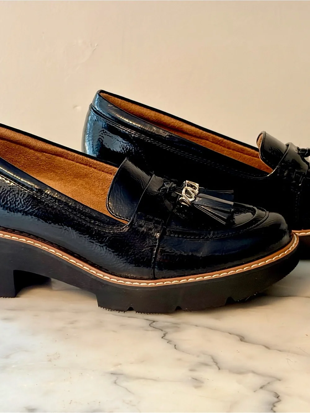 Naturalizer Black Patent “Committed” Tassel Platform Loafers